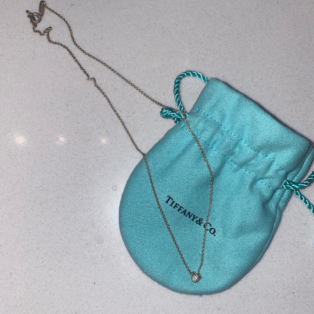 Tiffany & Co single diamond pendant silver